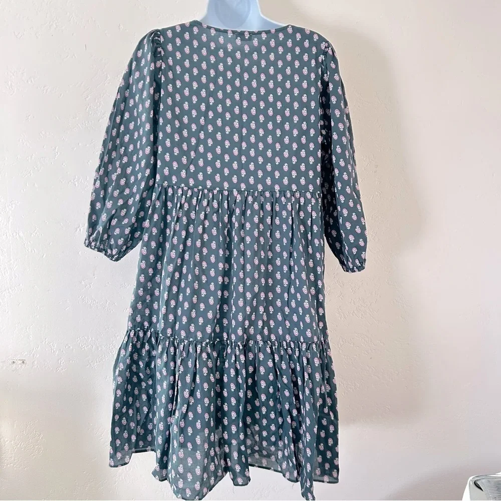 J CREW BEACHWEAR Organic Cotton A-line Floral Tiered Beach Dress Best Buds S
